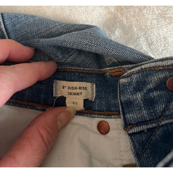 Madewell 27 9” High Rose skinny distressed with holes blue jeans - Picture 7 of 10